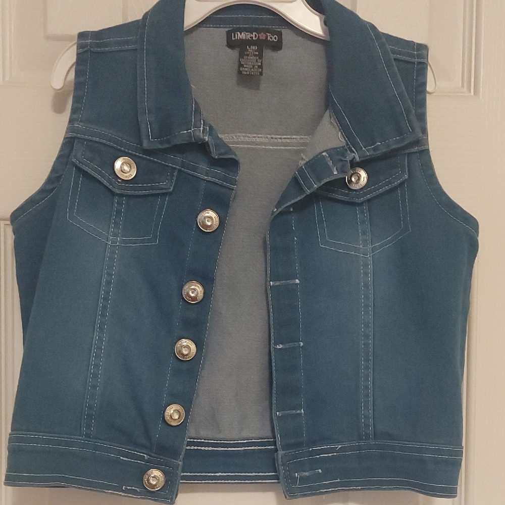 Limited Too Blue Denim Vest Sleeveless Cropped